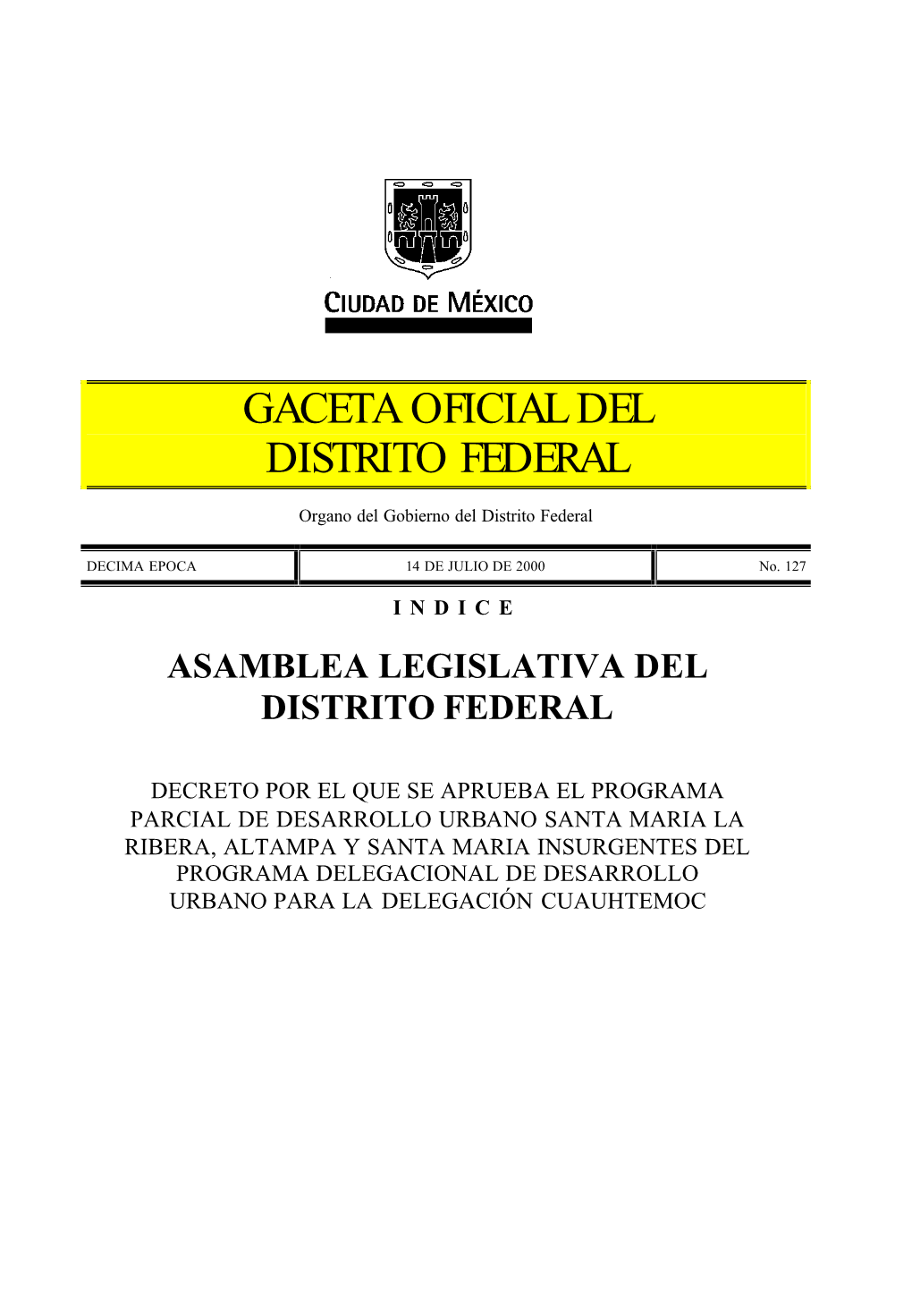 Gaceta Oficial Del Distrito Federal