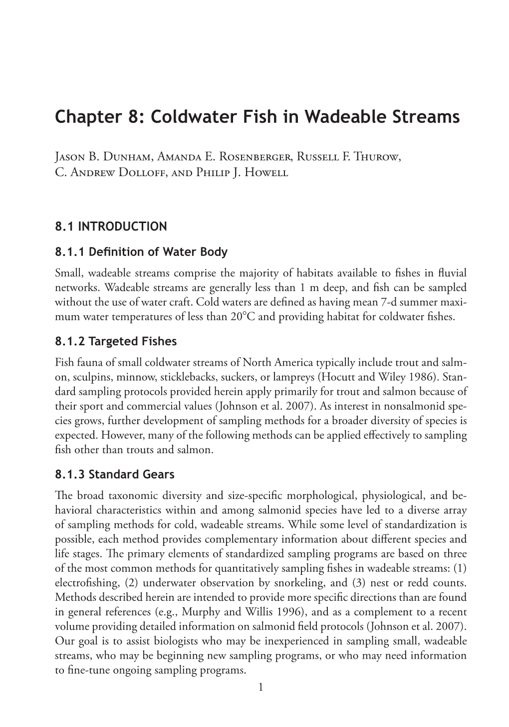 Coldwater Fish in Wadeable Streams [Chapter 8]