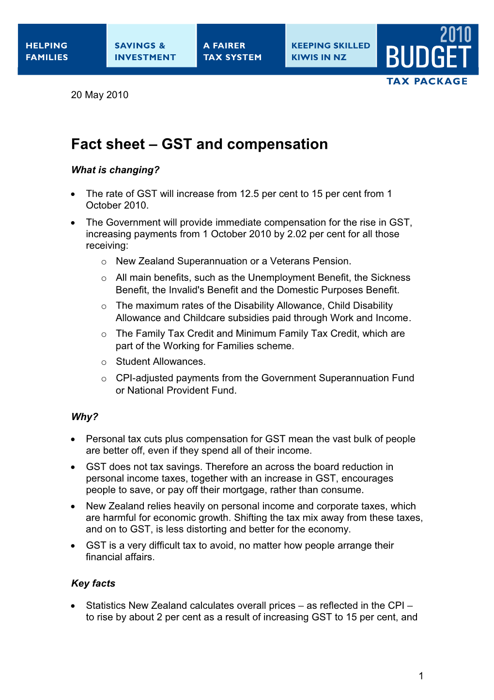 Fact Sheet - GST and Compensation