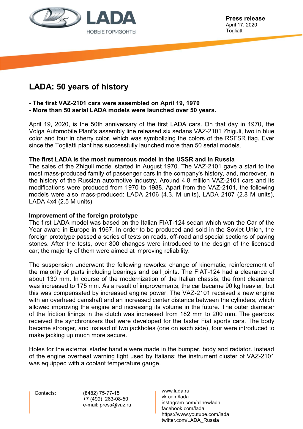 LADA: 50 Years of History