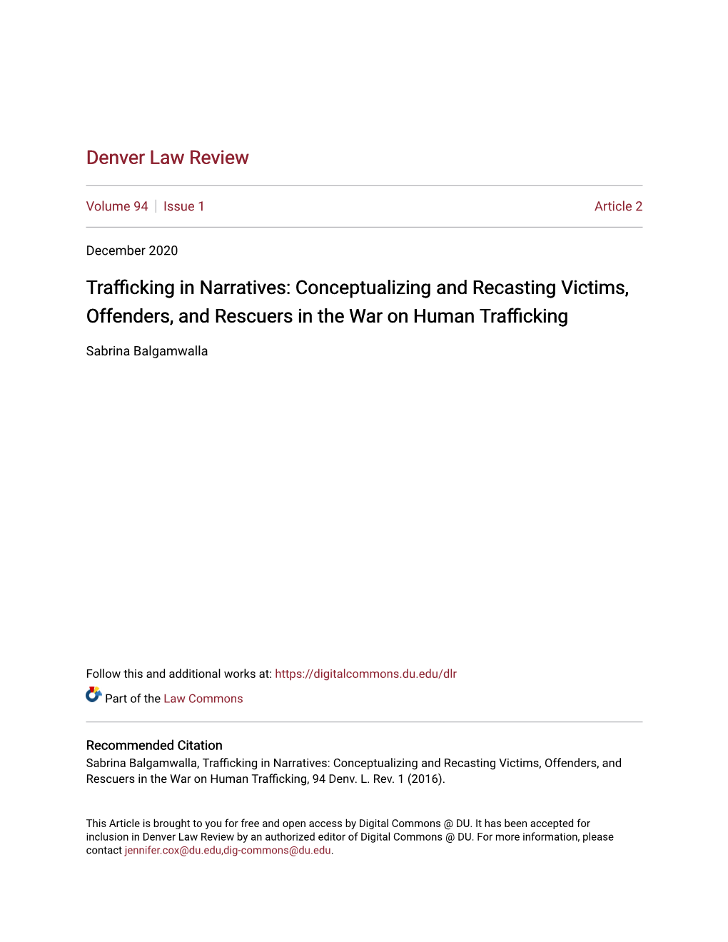 Conceptualizing and Recasting Victims, Offenders, and Rescuers in the War on Human Trafficking