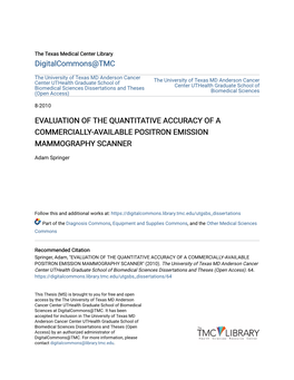 Evaluation of the Quantitative Accuracy of a Commercially-Available Positron Emission Mammography Scanner