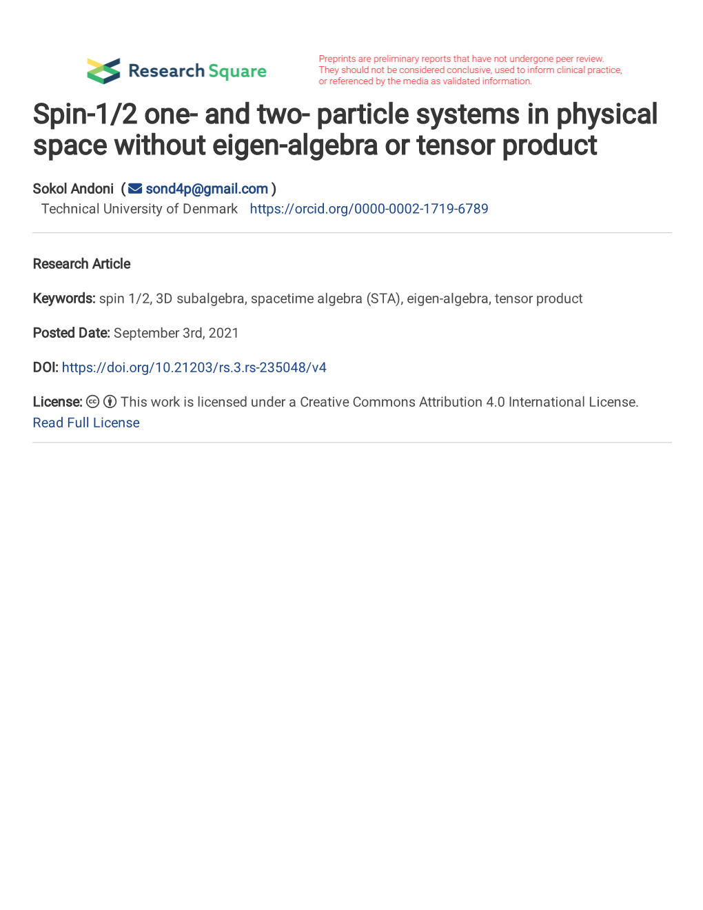 And Two- Particle Systems in Physical Space Without Eigen-Algebra Or Tensor Product