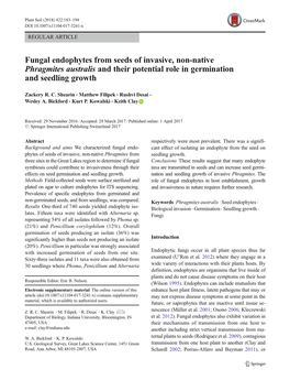 Fungal Endophytes from Seeds of Invasive, Non-Native Phragmites Australis and Their Potential Role in Germination and Seedling Growth