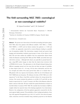 The Field Surrounding NGC 7603: Cosmological Or Non-Cosmological