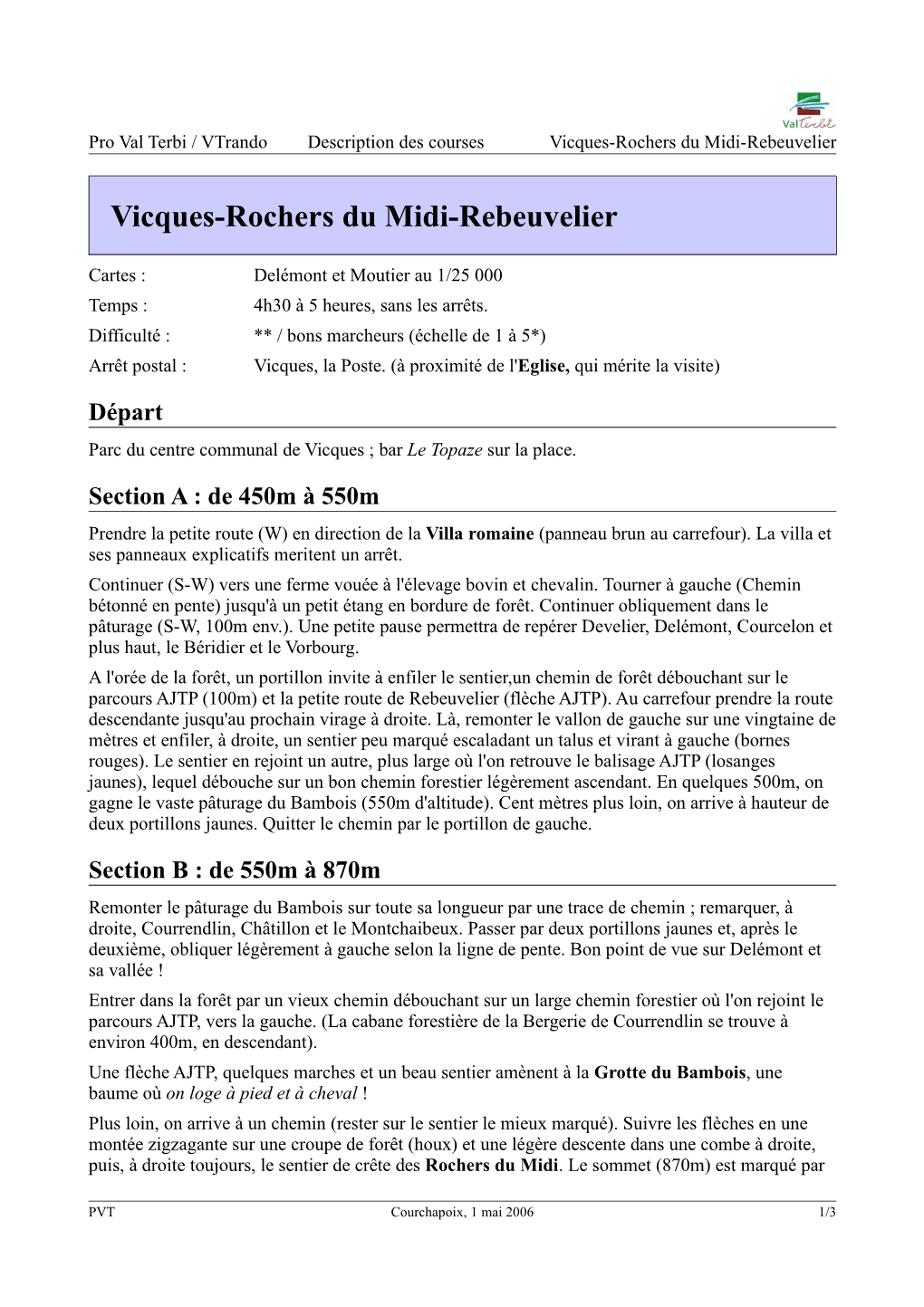 Vicques-Rochers Du Midi-Rebeuvelier