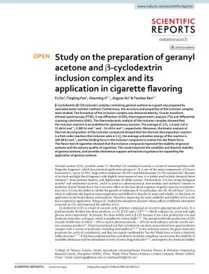 Study on the Preparation of Geranyl Acetone and Β-Cyclodextrin