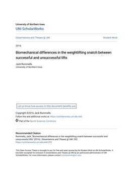 Biomechanical Differences in the Weightlifting Snatch Between Successful and Unsuccessful Lifts