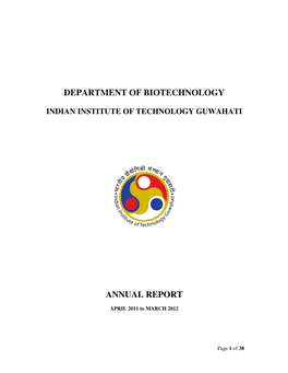 Department of Biotechnology Annual Report