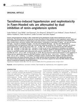 Tacrolimus-Induced Hypertension and Nephrotoxicity in Fawn-Hooded Rats Are Attenuated by Dual Inhibition of Renin–Angiotensin System