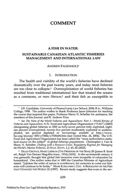 A Fish in Water: Sustainable Canadian Atlantic Fisheries Management and International Law