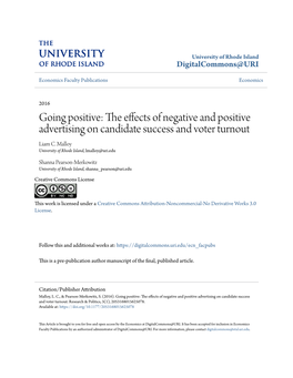The Effects of Negative and Positive Advertising on Candidate Success and Voter Turnout Liam C