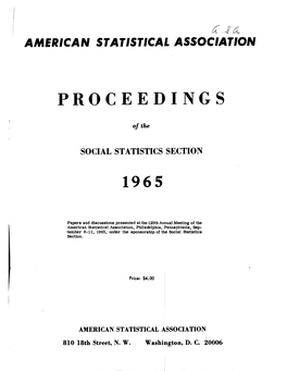 Proceeding of the Social Statistics Section 1965 Index