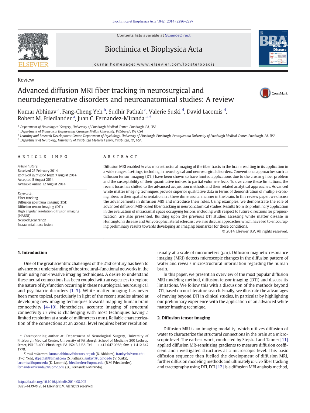 Advanced Diffusion MRI Fiber Tracking in Neurosurgical and Neurodegenerative Disorders and Neuroanatomical Studies: a Review