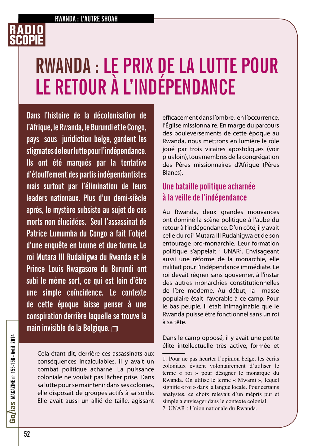 Rwanda : Le Prix De La Lutte Pour Le Retour À L'indépendance