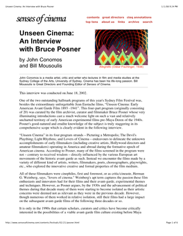 Unseen Cinema: an Interview with Bruce Posner 1/1/08 9:24 PM