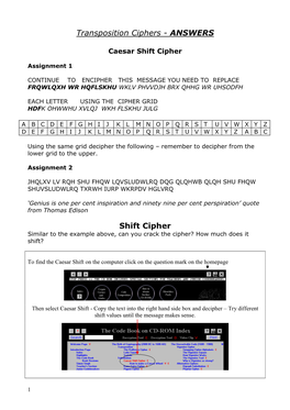 Shift Cipher