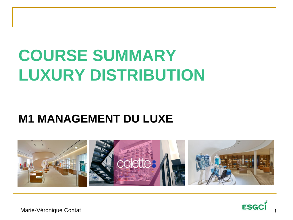 Course Summary Luxury Distribution