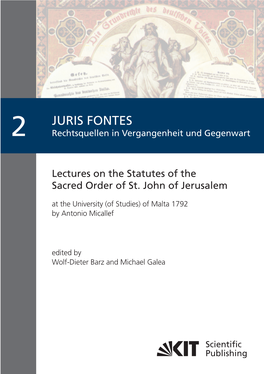 Lectures on the Statutes of the Sacred Order of St. John of Jerusalem at the University (Of Studies) of Malta 1792