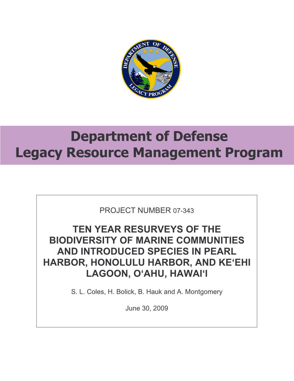 Department of Defense Legacy Resource Management Program