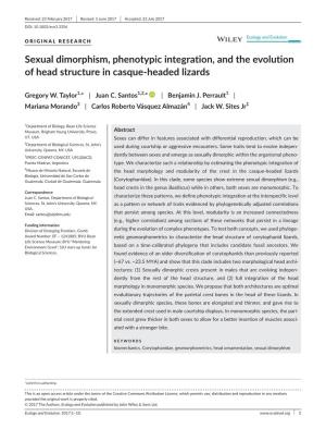 Sexual Dimorphism, Phenotypic Integration, and the Evolution of Head Structure in Casque-­Headed Lizards