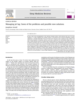 Managing Jet Lag: Some of the Problems and Possible New Solutions