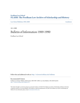 Bulletin of Information 1989-1990 Fordham Law School