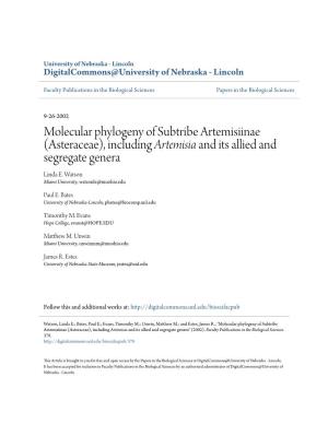 Molecular Phylogeny of Subtribe Artemisiinae (Asteraceae), Including Artemisia and Its Allied and Segregate Genera Linda E