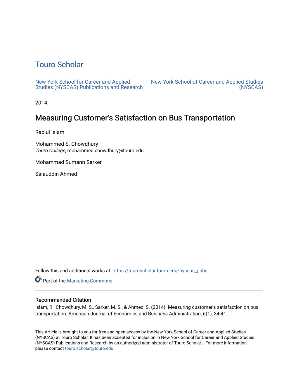 Measuring Customer's Satisfaction on Bus Transportation