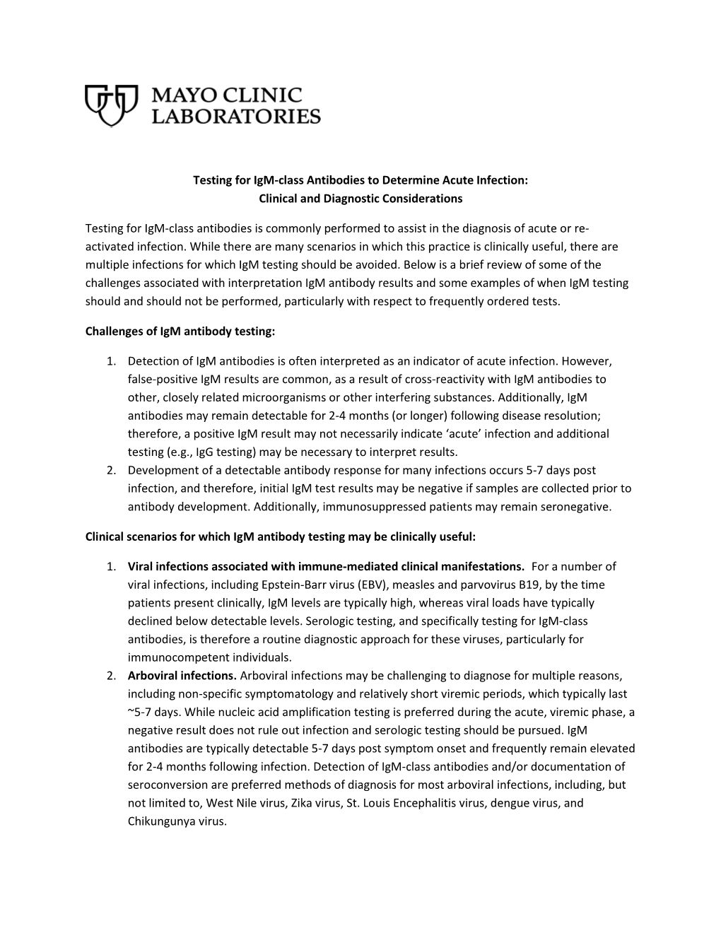 Testing for Igm-Class Antibodies to Determine Acute Infection: Clinical and Diagnostic Considerations