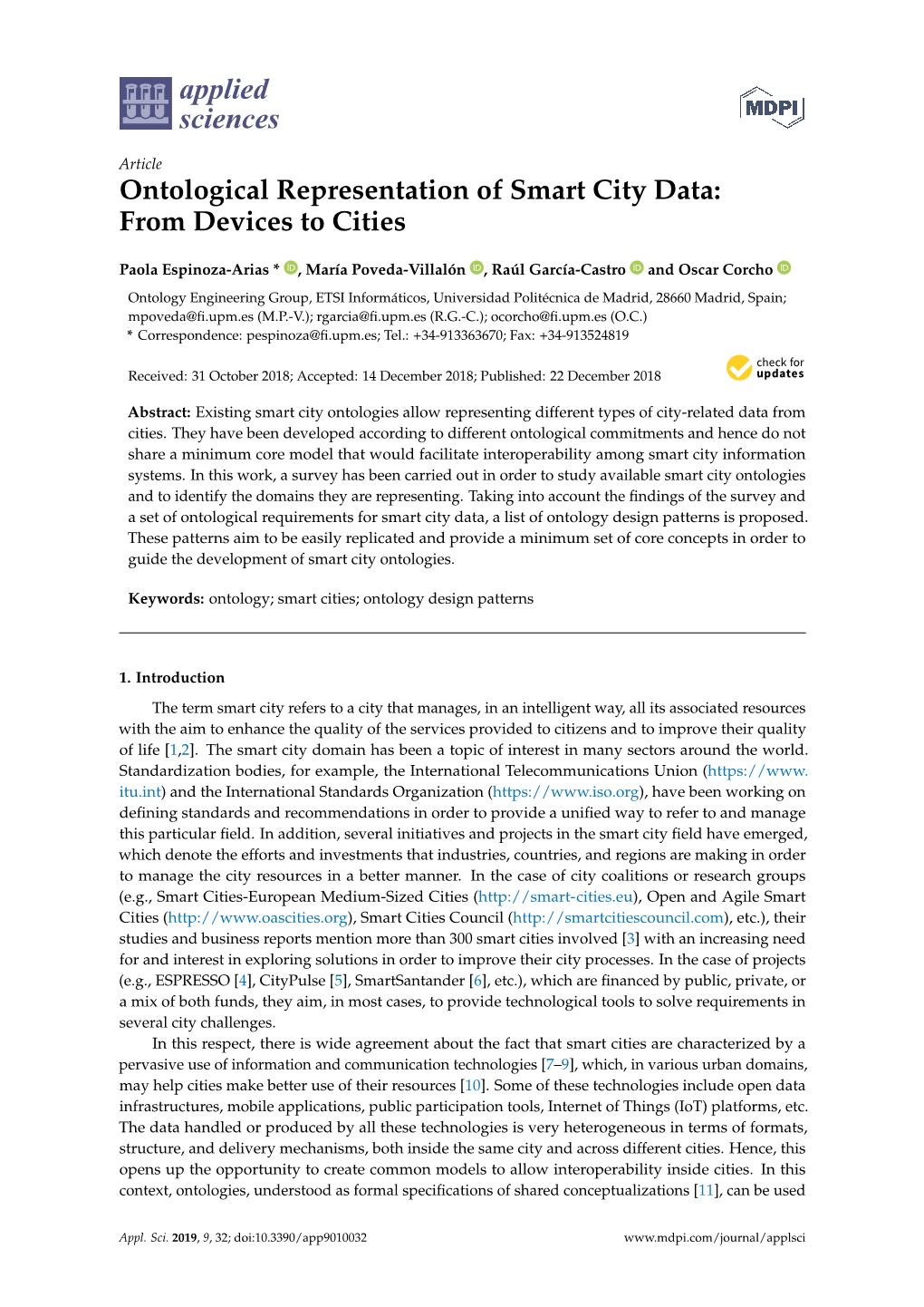 Ontological Representation of Smart City Data: from Devices to Cities