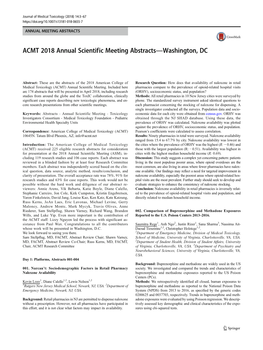 ACMT 2018 Annual Scientific Meeting Abstracts—Washington, DC