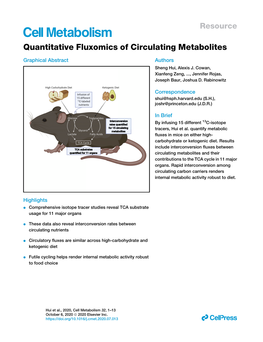 Quantitative Fluxomics of Circulating Metabolites
