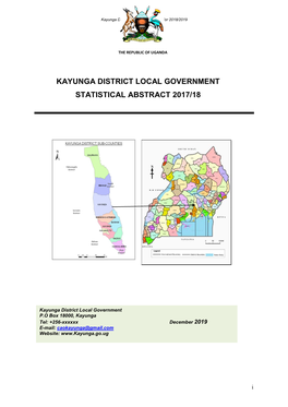Kayunga District Statistical Abstract 2018 2019 FINAL.Pdf