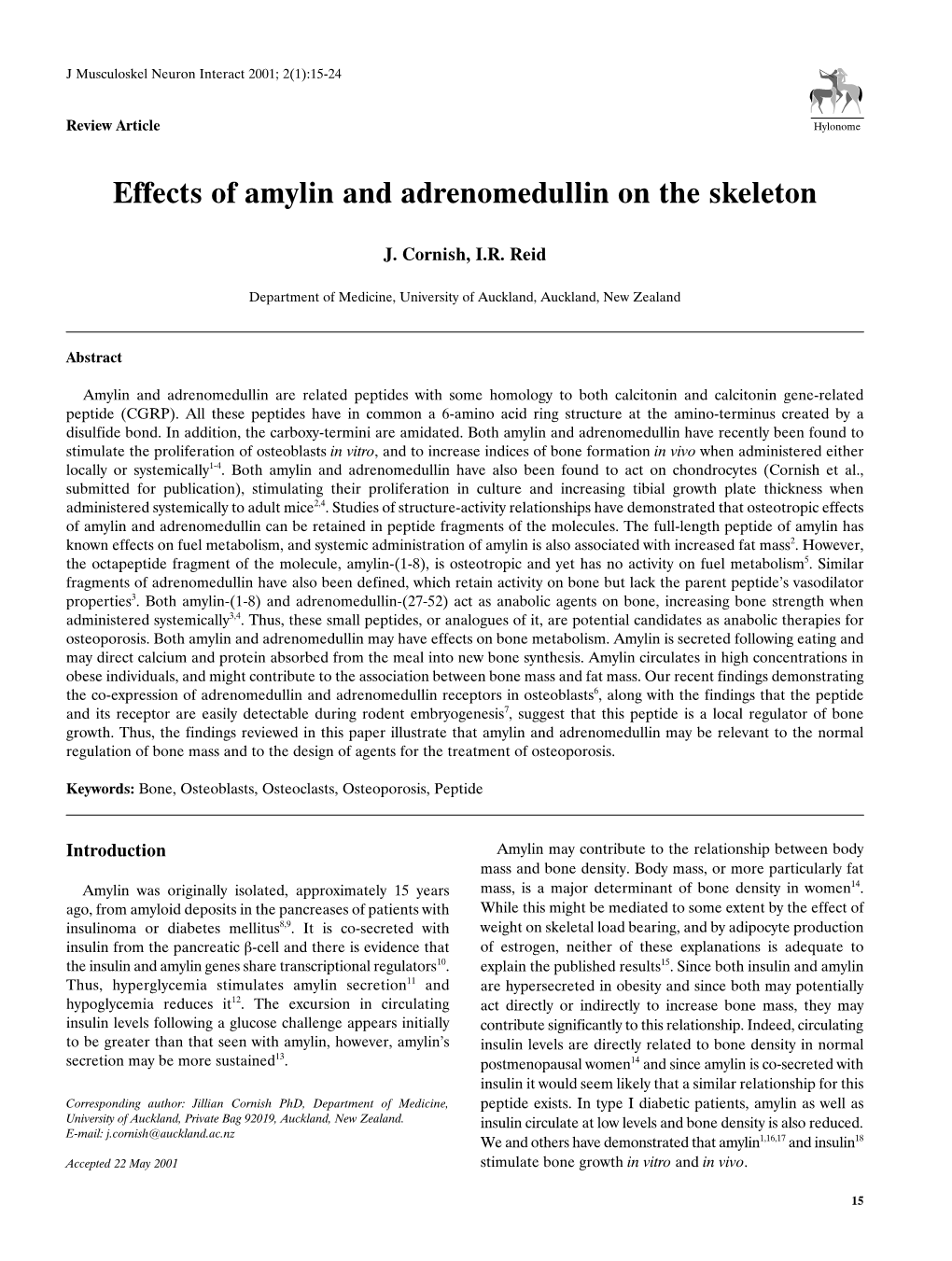 Effects of Amylin and Adrenomedullin on the Skeleton