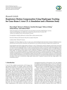 Respiratory Motion Compensation Using Diaphragm Tracking for Cone-Beam C-Arm CT: a Simulation and a Phantom Study