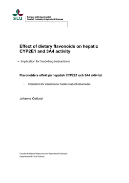 Effect of Dietary Flavonoids on Hepatic CYP2E1 and 3A4 Activity