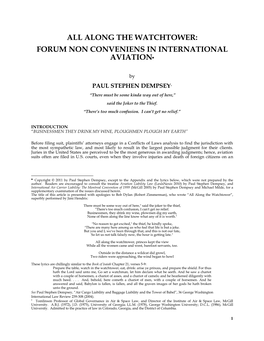 Forum Non Conveniens in International Aviation