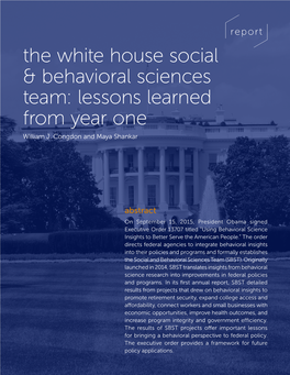 The White House Social & Behavioral Sciences Team