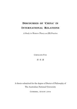 Discourses of 'China' in International Relations