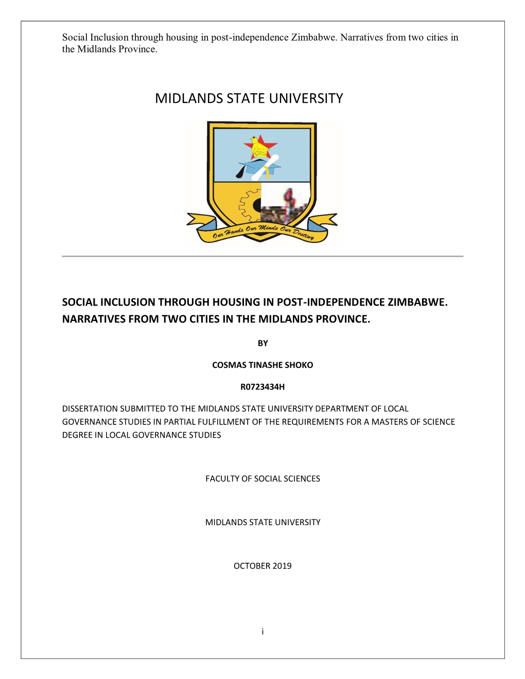 SHOKO C. T SI Thesis Submitted Draft 2019.Pdf