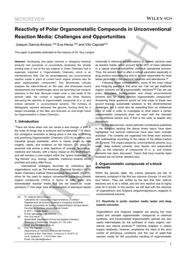 MICROREVIEW Reactivity of Polar Organometallic Compounds In