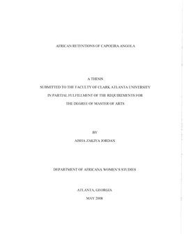 African Retentions of Capoeira Angola a Thesis