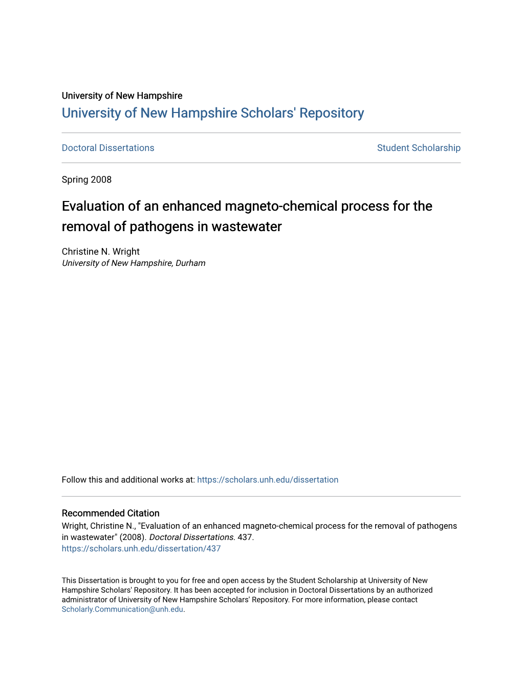 Evaluation of an Enhanced Magneto-Chemical Process for the Removal of Pathogens in Wastewater