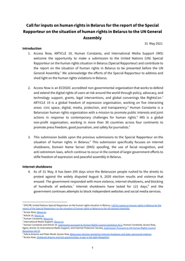 IMS Submission to the Special Rapporteur on Belarus 31 May 2021