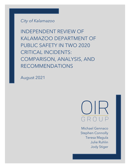 Independent Review of Kalamazoo Department of Public Safety in Two
