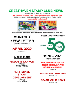 Monthly Newsletter April 2020 1970