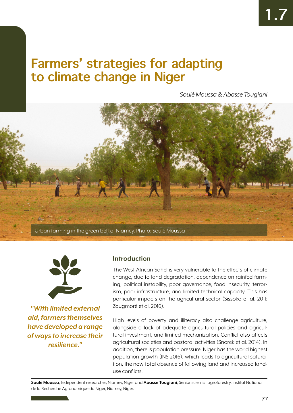 1.7 Farmers' Strategies for Adapting to Climate Change in Niger