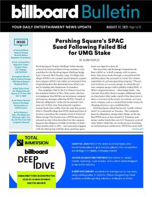 Pershing Square's SPAC Sued Following Failed Bid For