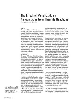 The Effect of Metal Oxide on Nanoparticles from Thermite Reactions Student Paper by Lewis Ryan Moore